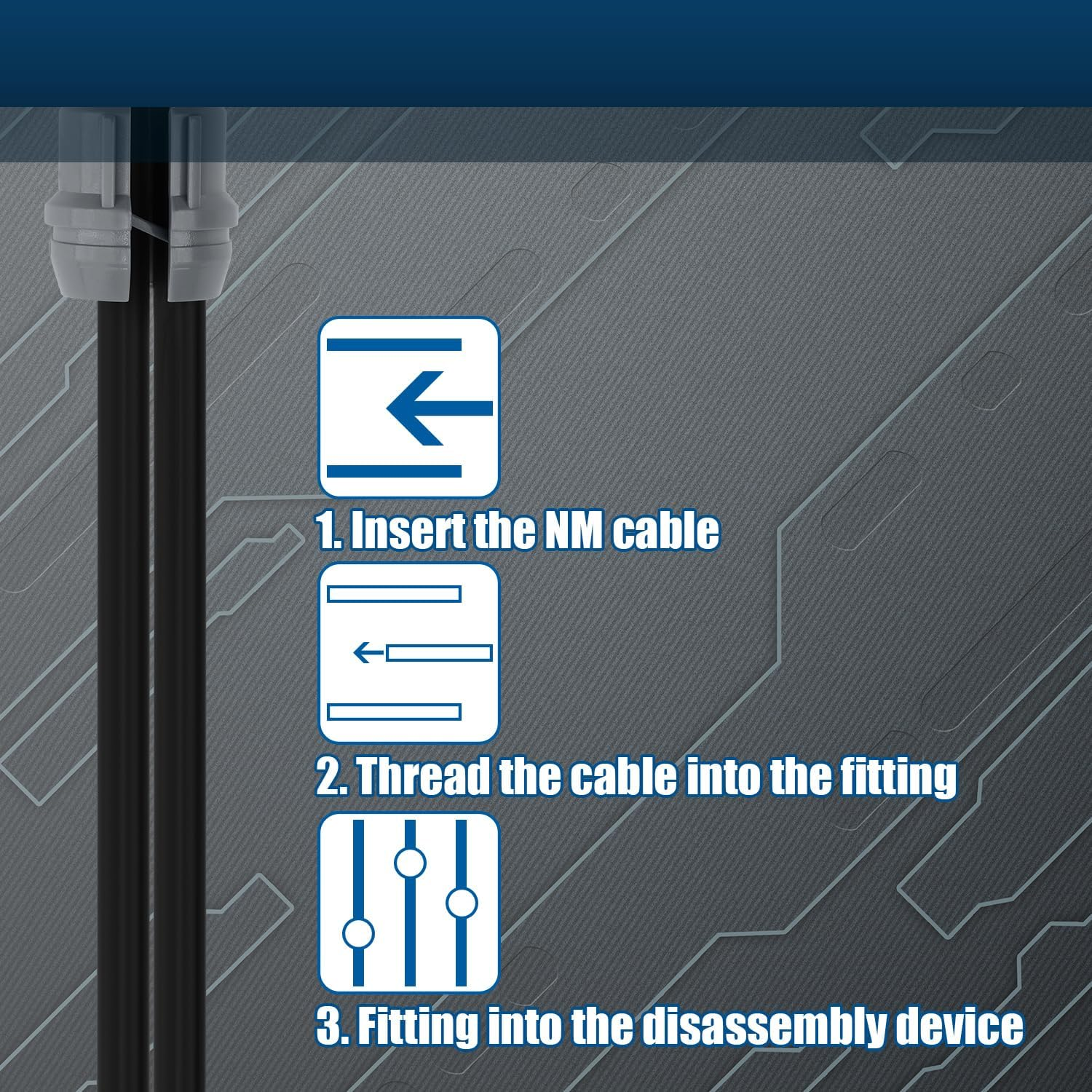 60Pcs Non-Metallic Cable Connectors, 1/2 Inch Snap Style Installation Single Cable 14/2-10/3 AWG, Two Electrical Cables 14/2-12/2-14/3 AWG, ETL Certified image number 1