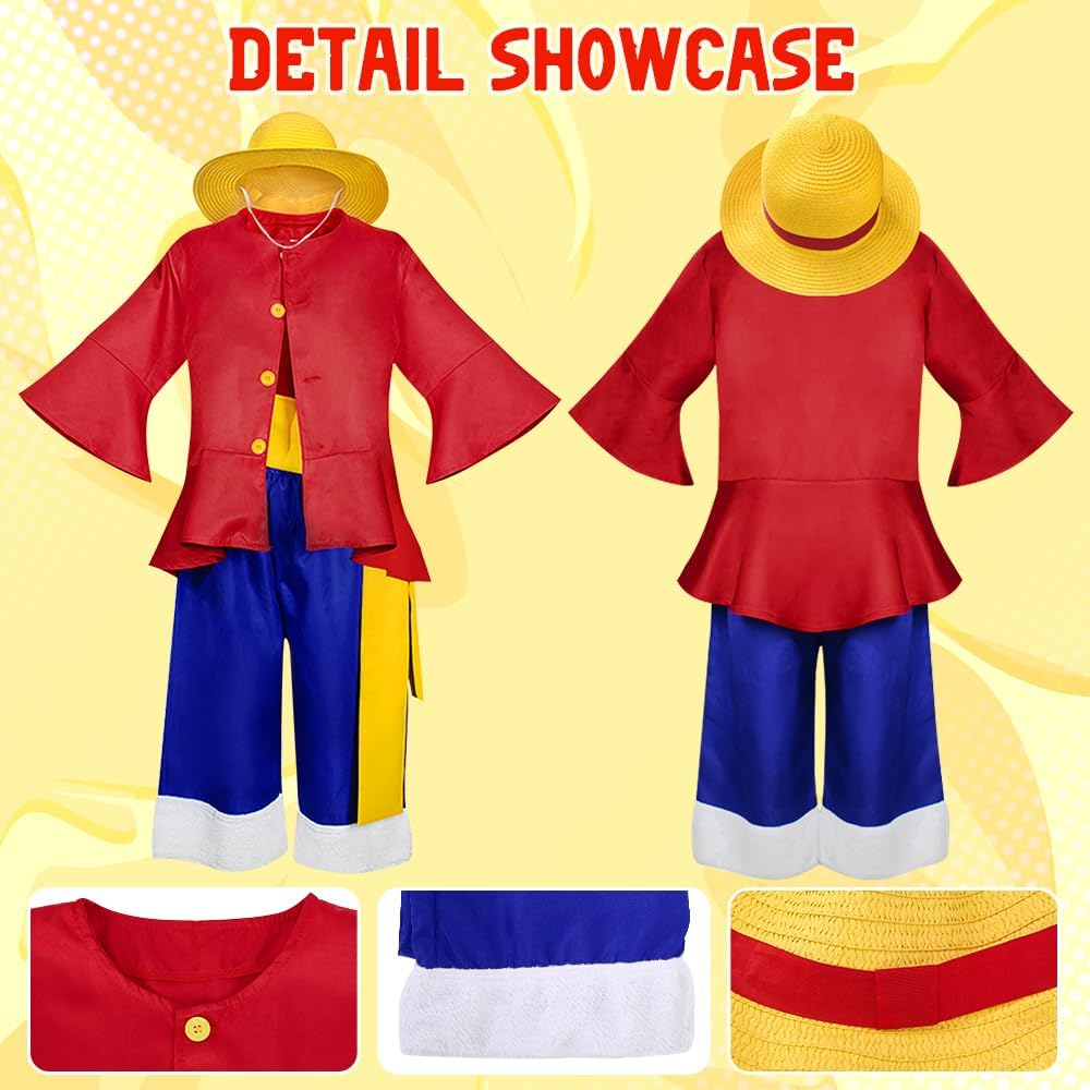 Slowton Luffy Costume Halloween Anime Costumes for Kids image number 4