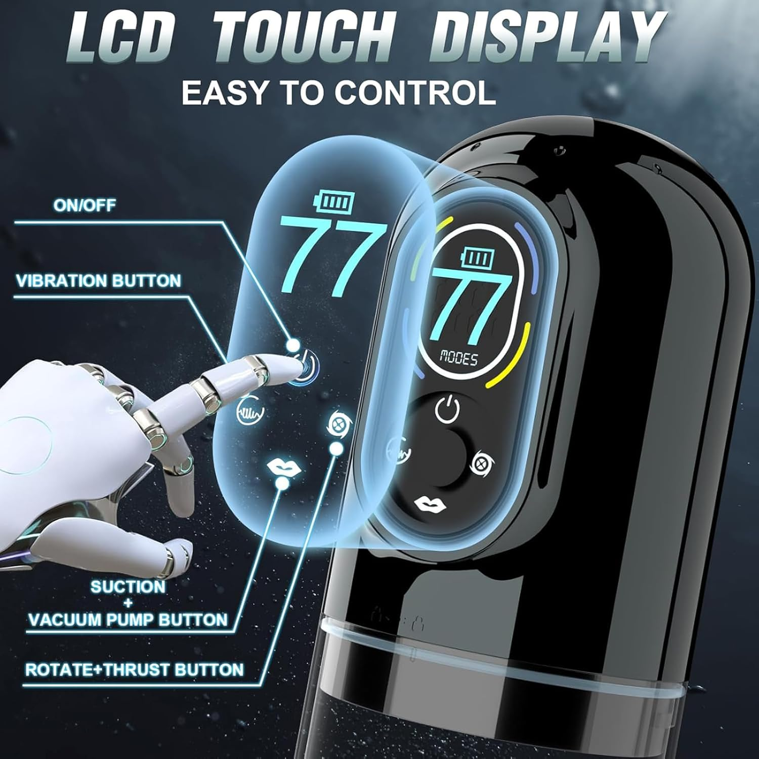 Sex Toys for Men Automatic Male Masturbator - Penis Pump Male Sex Toys with 7 Sucking & 7 Thrusting Rotating & AI App Control, Electric Pocket Pussy Adult Sex Toy for Men (Black) image number 5