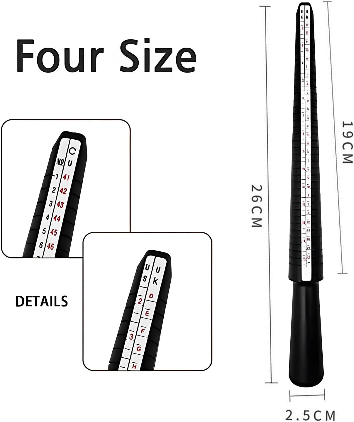 Ring Size Measurement Kit,Includes a Mandrel, Adjustable Ring Gauge,And 2 Finger Tape Measures,Suitable for Jewellery Making,Suitable for Both Women and Men image number 5