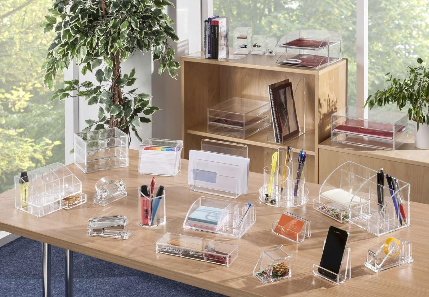 OSCO Clear Acrylic Desk Organiser, Clear (Small) image number 1