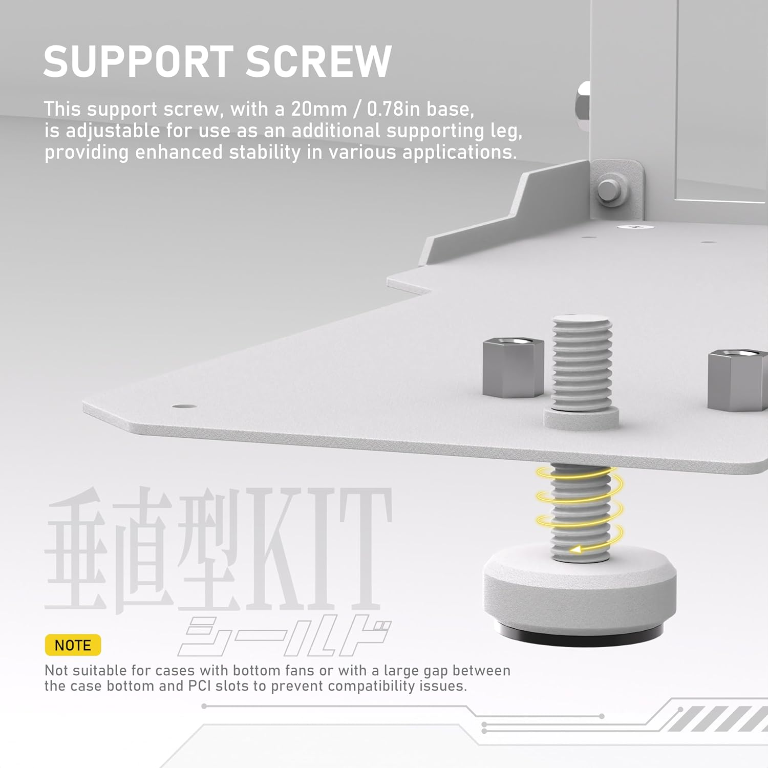 EZDIY-FAB Vertical GPU Mount with High-Speed PCIE 4.0 Riser Cable, Shield Series, 115Mm/4.52In Flexible Extension, 90 Degree Connector, Only Compatible to Full-Opened Pcie Slots-White-Yihpi344-1 image number 6