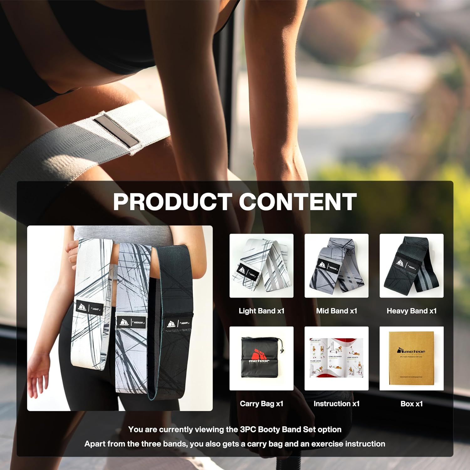 Meteor Non-Slip Resistance Bands - Fabric Booty Bands for Exercise & Fitness - Durable Hip and Squat Bands with Varying Resistance Levels for Strength Training image number 6