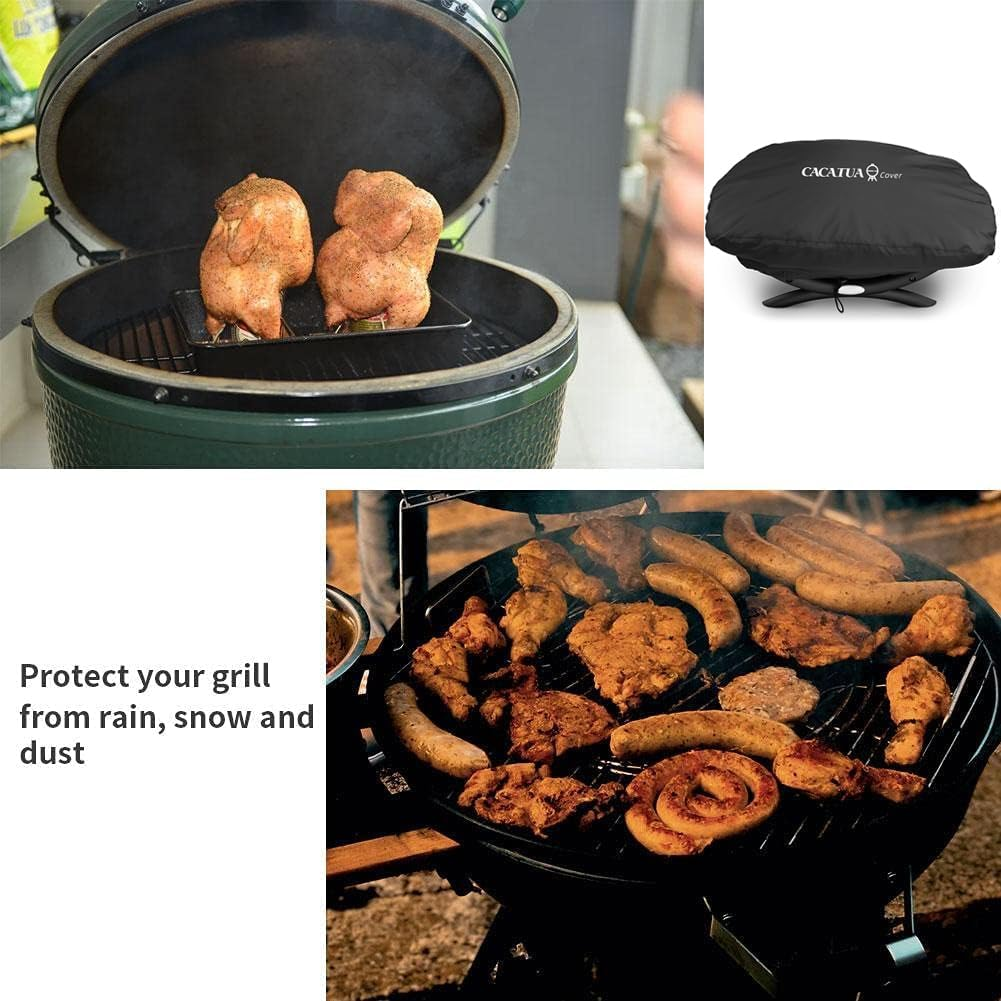 BBQ Cover, CACATUA Premium BBQ Grill Cover for Weber Classic Q1000 /100 Series, Real Waterproof, for Fits Q1200, Q1400, Q1000, Q140, Q120 and Q100,For Gas Grill Heavy Duty 68L&times;45W&times;33H Cm image number 3