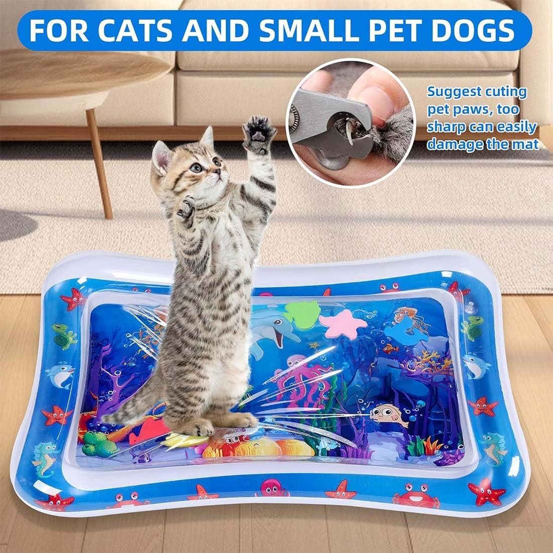 Water Mat Cat Water Play Mat, Water Mat Cat, Multifunctional Cat Toy Water Mat, Water Play Mat for Cats Summer, Cat Toy Water Mat for Bored Home Cats image number 4
