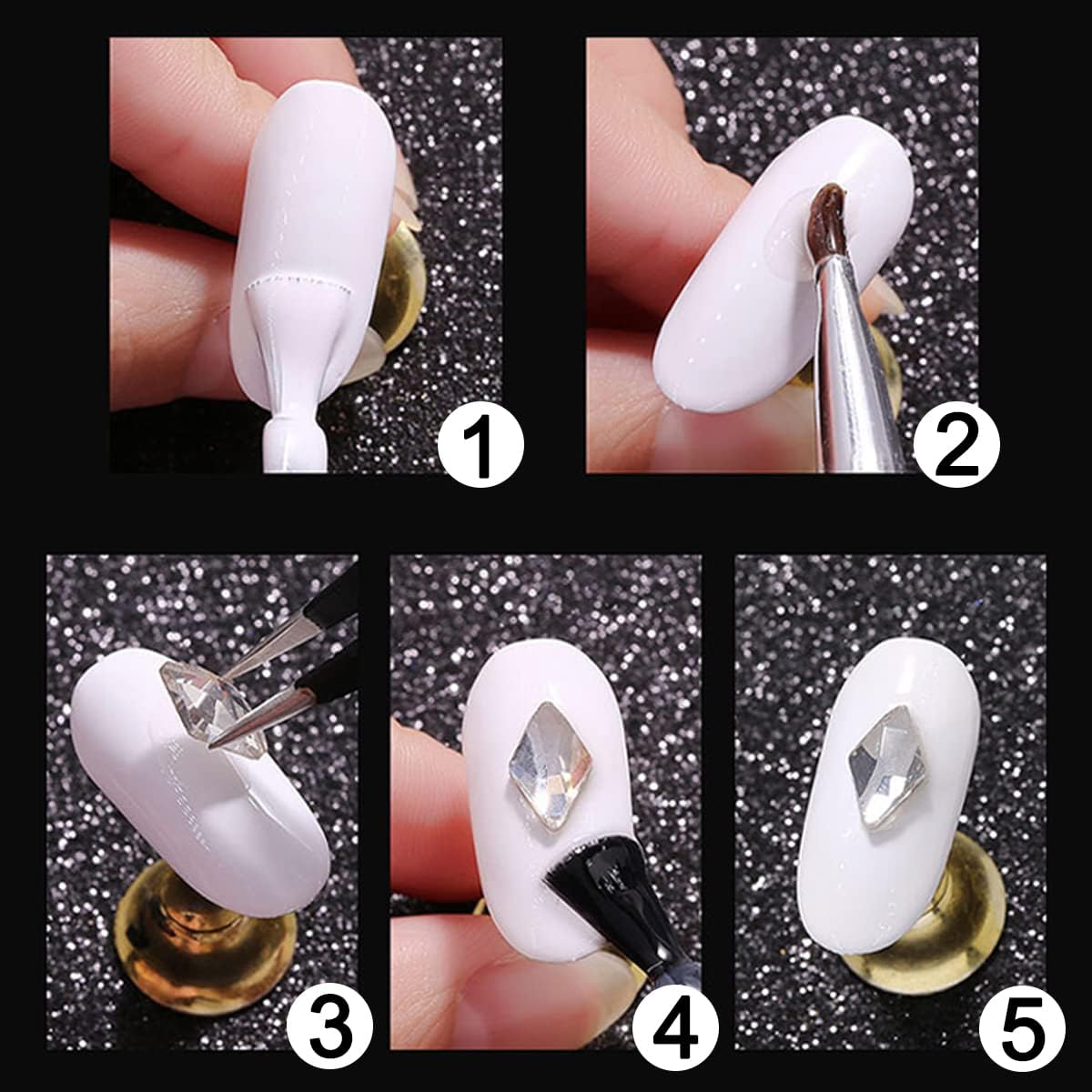 Yatinkim 810Pcs Red Nail Art Rhinestones Set Crafts Eye Face Gems Nail Jewels Manicure Charms Design Makeup Supplies Accessories Shiny Wax Pencil image number 4