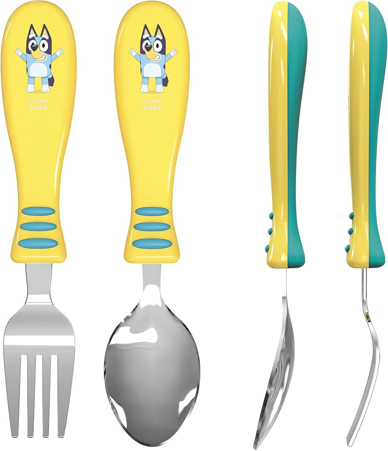 Zak! Designs Bluey Kid Flatware Fun Character Art on Both Utensils, Non Slip Fork and Spoon Set Is Perfect for Encouraging Picky Eaters to Finish Their Plates, 2 Pack (4 PCS) image number 1