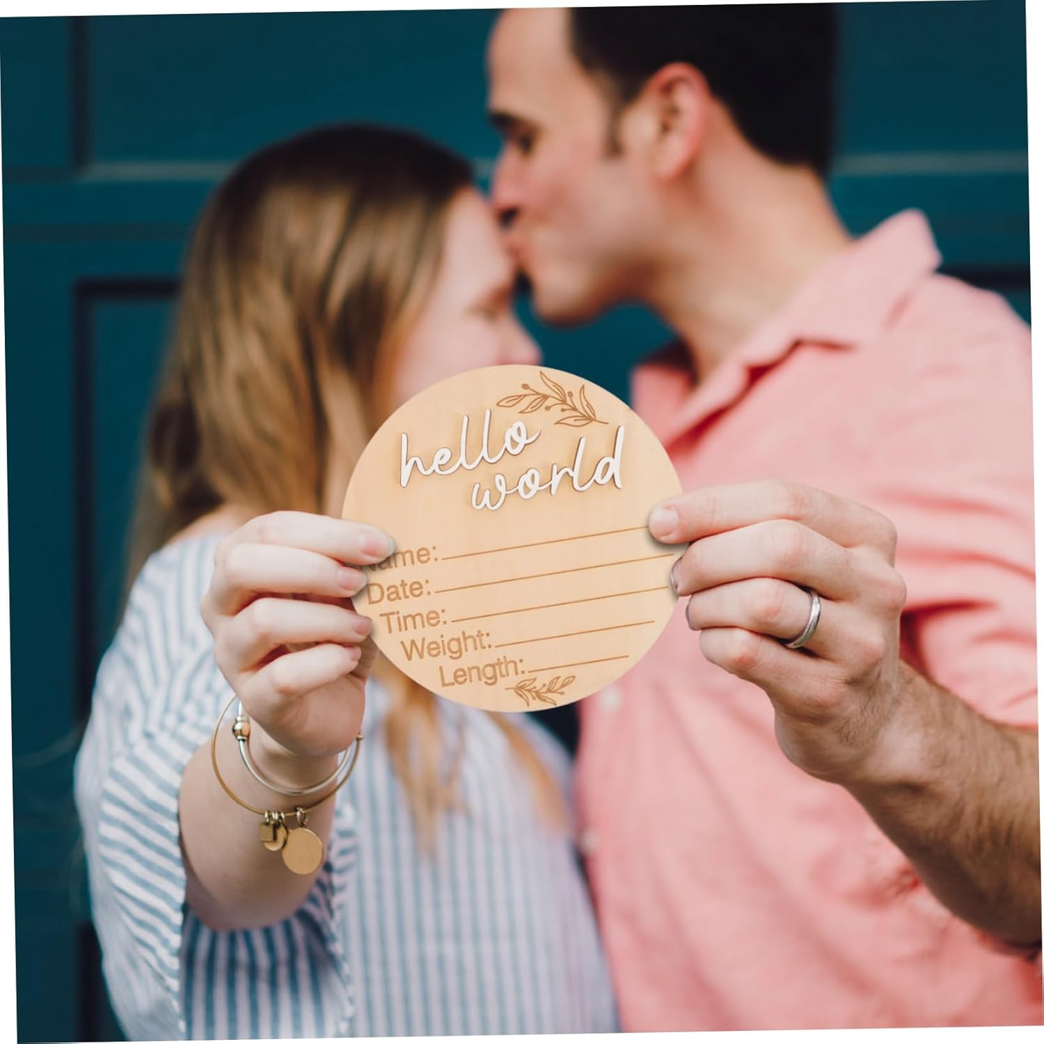 2Pcs Wooden Birth Announcement Sign Monthly Milestone Discs for Newborn Photography Nursery Decor and Hospital Use Celebrate Growth with Natural Wood image number 2