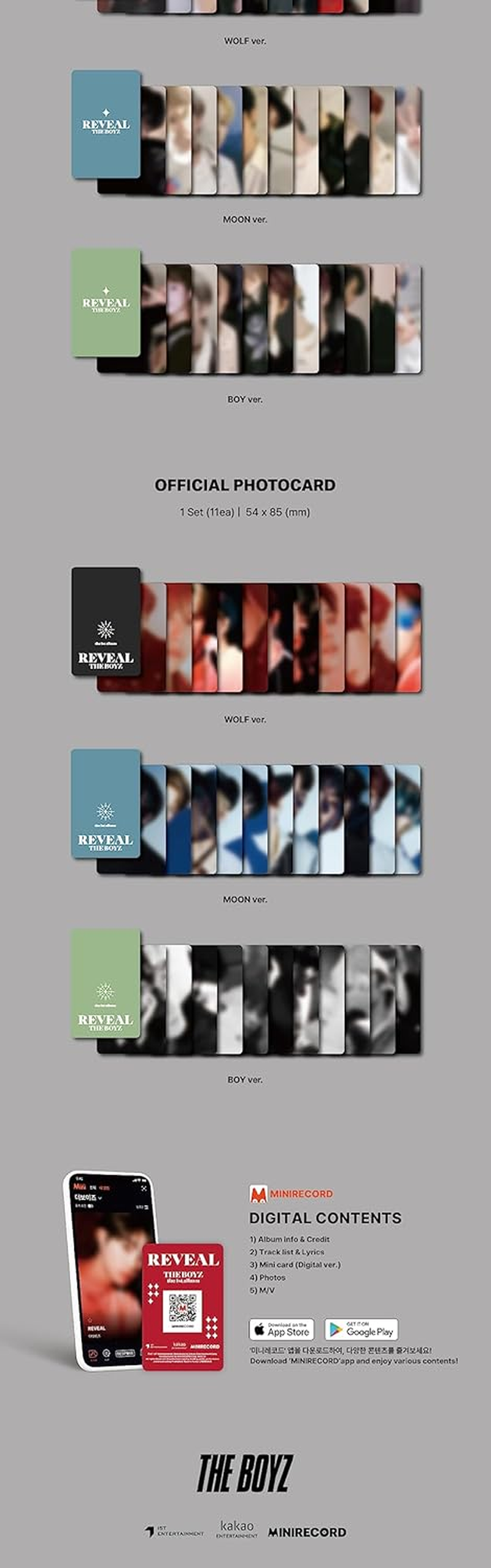 THE BOYZ REVEAL 1St Album Platform Random Version Case+1P QR Type Mini Card+1P Selfie Photocard+11P Official Photocard+Tracking Sealed