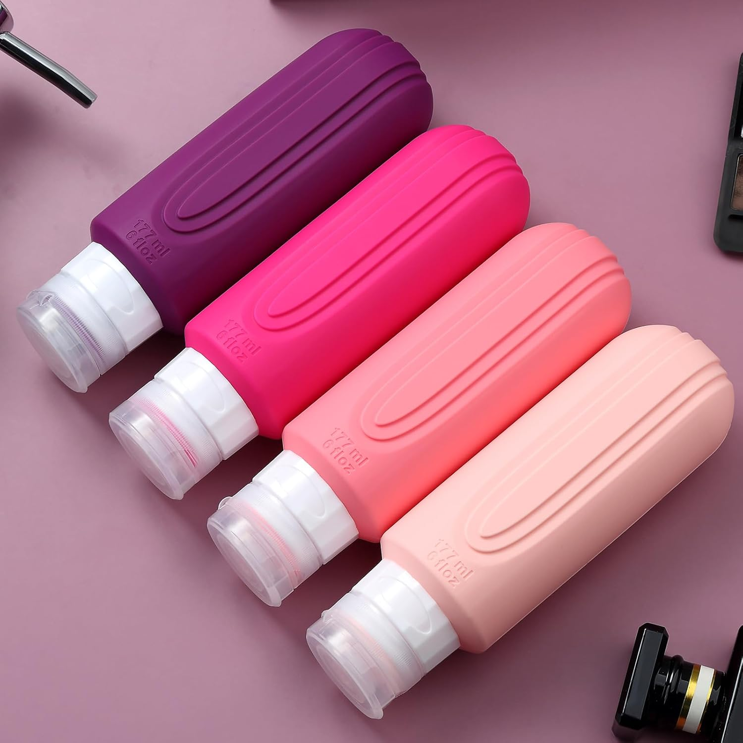 Mrsdry Travel Bottles for Toiletries, Large 6Oz Oversize Containers, BPA Free Leak Proof Tubs Refillable Liquid Traveler Accessories with Toiletry Bag for Cometic Shampoo and Lotion Soap (4 Pack) image number 1