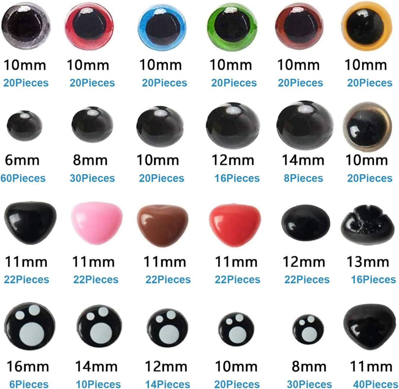 GIOD 1000Pcs Safety Eyes and Noses for Amigurumi - Colored Plastic with Washers and Box - DIY Doll Eyes, Teddy Bear Nose, Stuffed Animals (Black-1000) image number 1