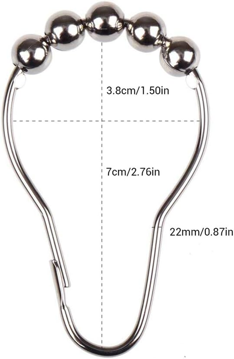 Haobase 12PCS Shower Curtain Hooks Rollerball Antirust Bathroom Curtains Rings image number 1