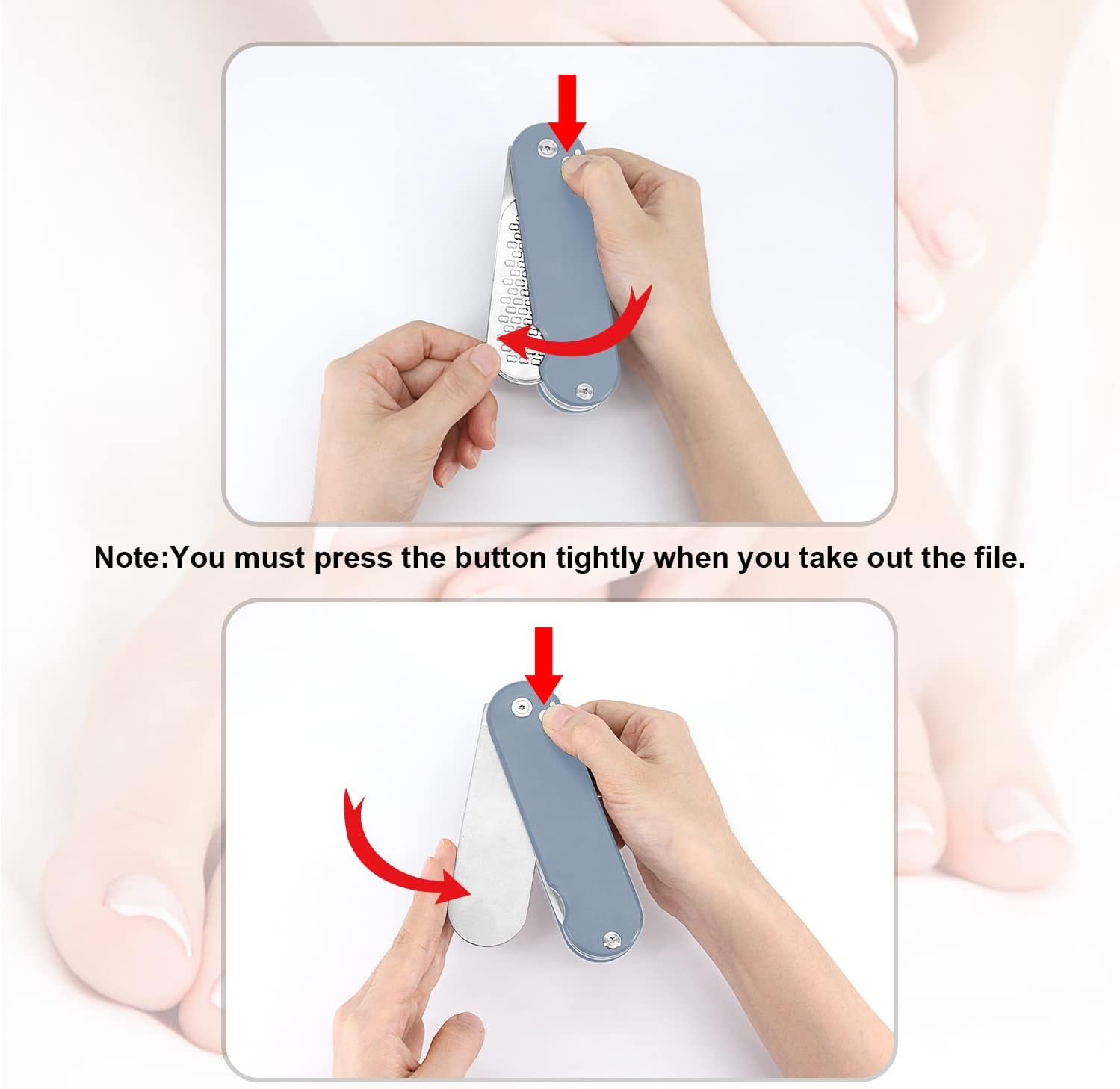 3-In-1 Multifunctional Foot File Cuticle Remover for Pedicure Foot Care (Grey-F6D)