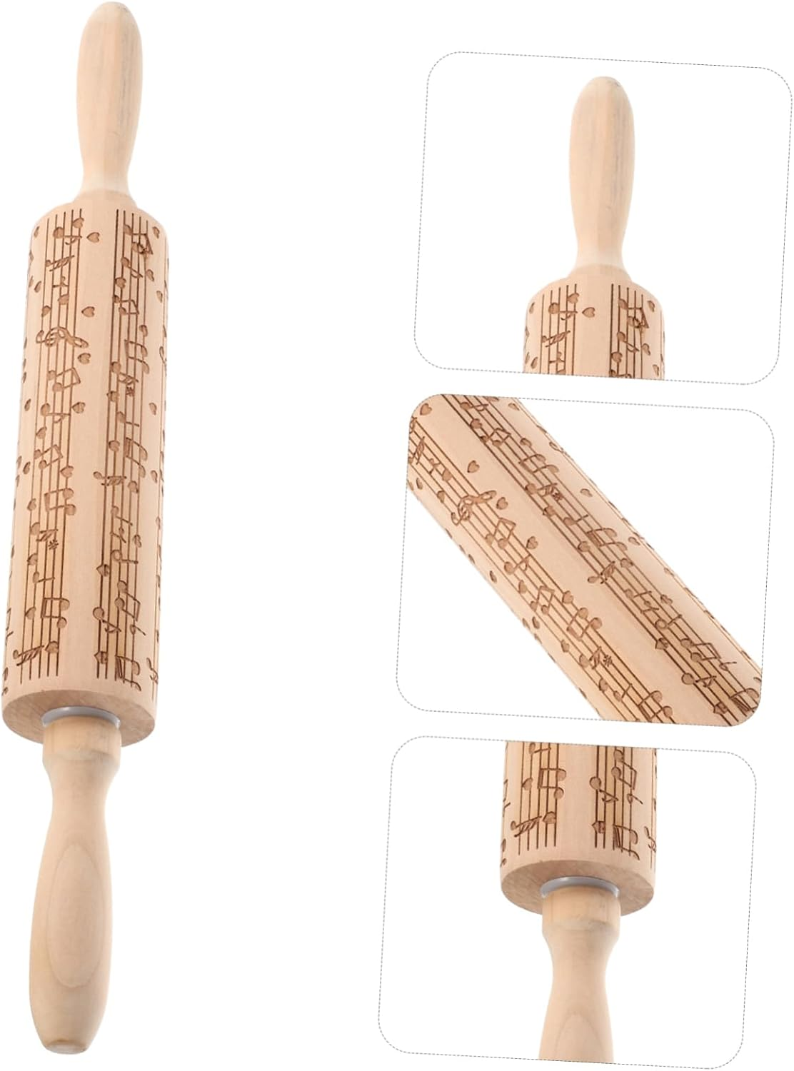 Engraved Wooden Rolling Pin for Baking with Smooth Dough Roller Nonstick Dough Press Stick Reusable Pastry Rolling Pin image number 2