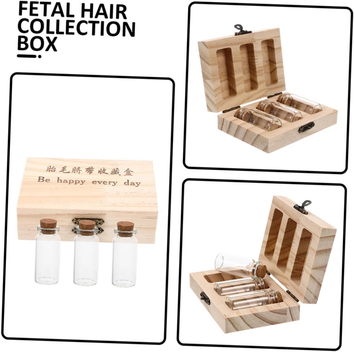 Born Keepsake Box Hair Umbilical Cord Tooth Collection Box Wooden Hair Keepsake Newborn image number 2