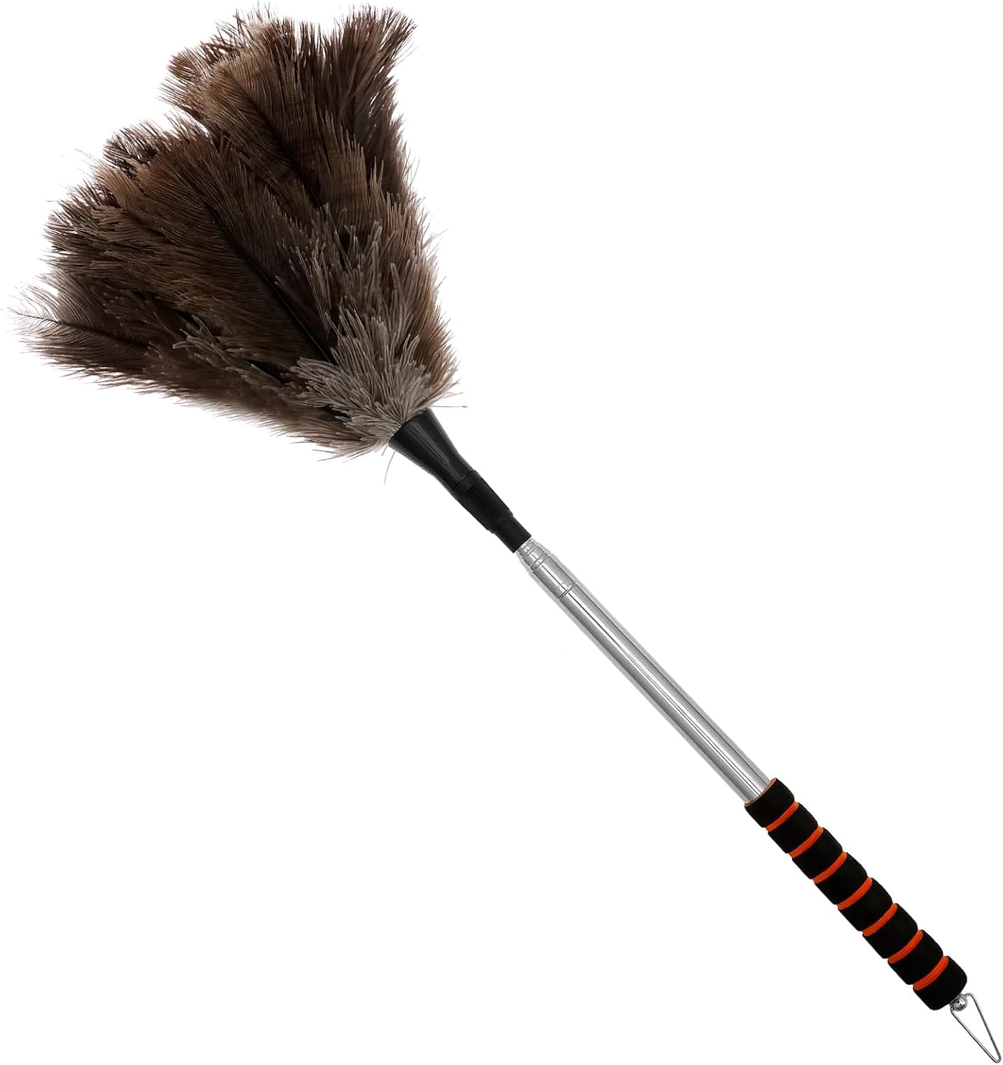 Extendable Ostrich Feather Duster, anti Static Reusable Cleaning Tool, Household Duster for Furniture High Place (Black)