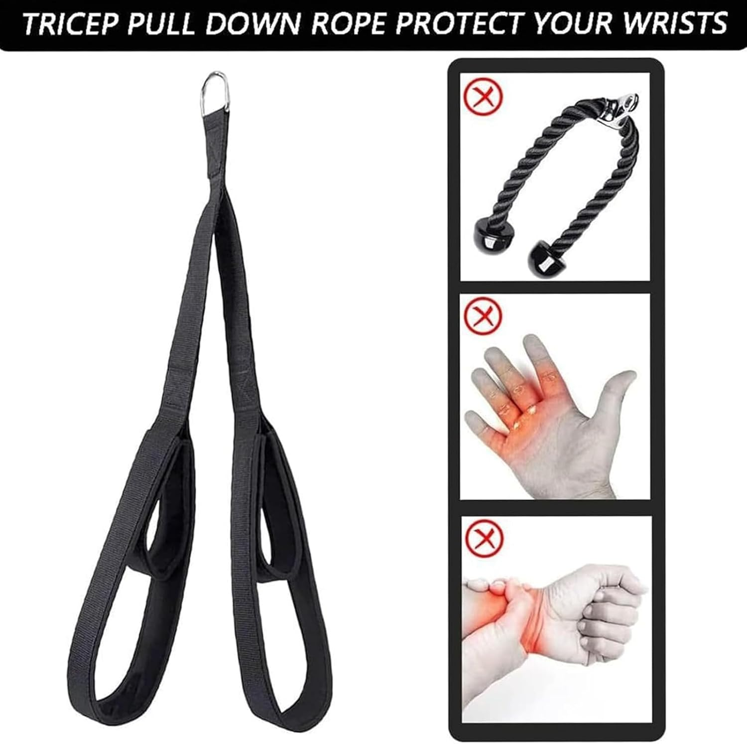 Yeanifeana Tricep Rope Cable Attachment, Heavy Duty Nylon Braided Tricep Pull down Rope with Connector, Non-Slip Gym Cable Attachments for Strength Training, Muscular Training & Pull down Exercises image number 5