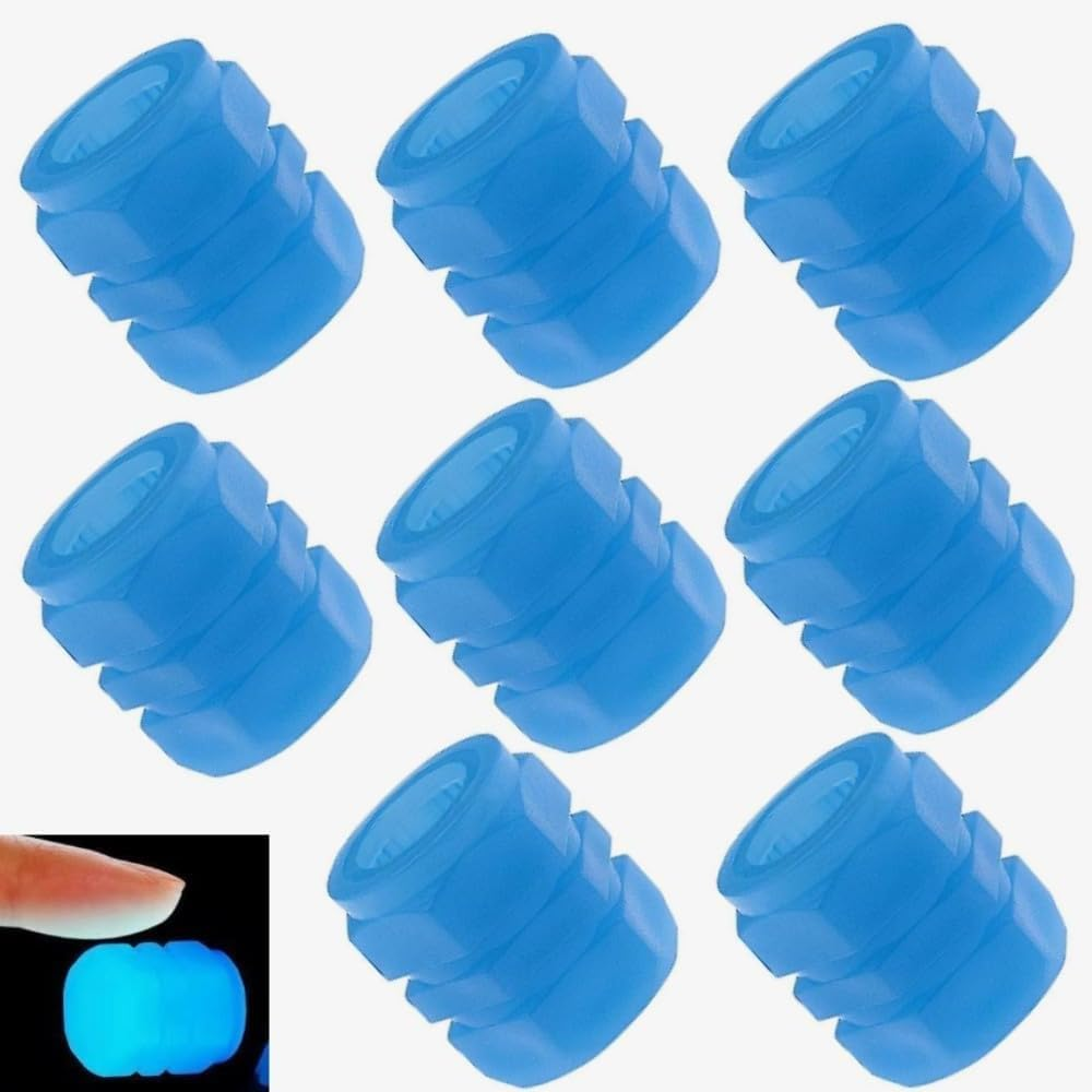 8 Pcs Tire Valve Caps Fluorescent Stem Car Tire Valve Stem Covers,Universal Air Cap Auto Covers for Cars Motorcycles SUV Trucks Bikes Accessories(Blue) image number 3