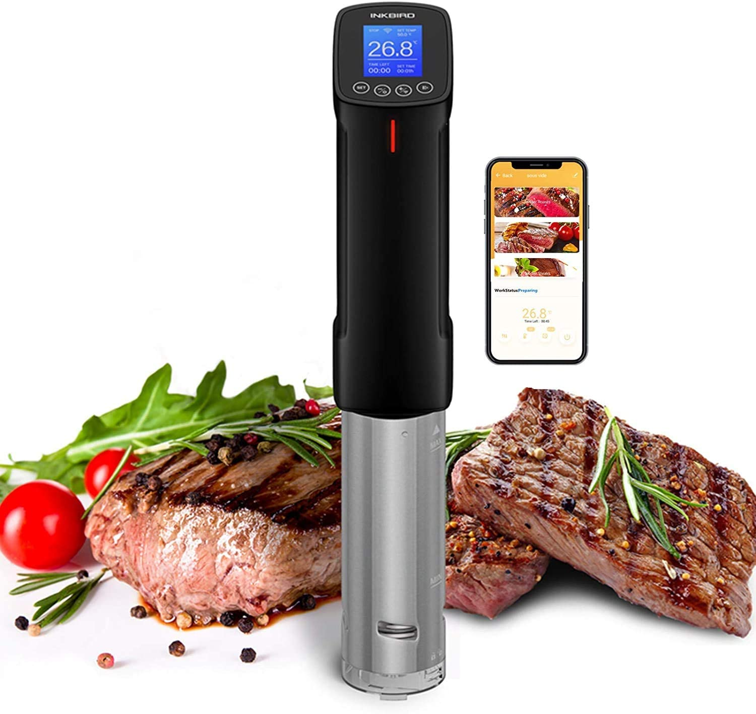Inkbird WIFI Sous Vide Precision Cooker AU Plug ISV-100W 1000W Stainless Steel Thermal Immersion Circulator with Recipe Digital Interface Precise Temperature and Timer for Kitchen Food Slow image number 5