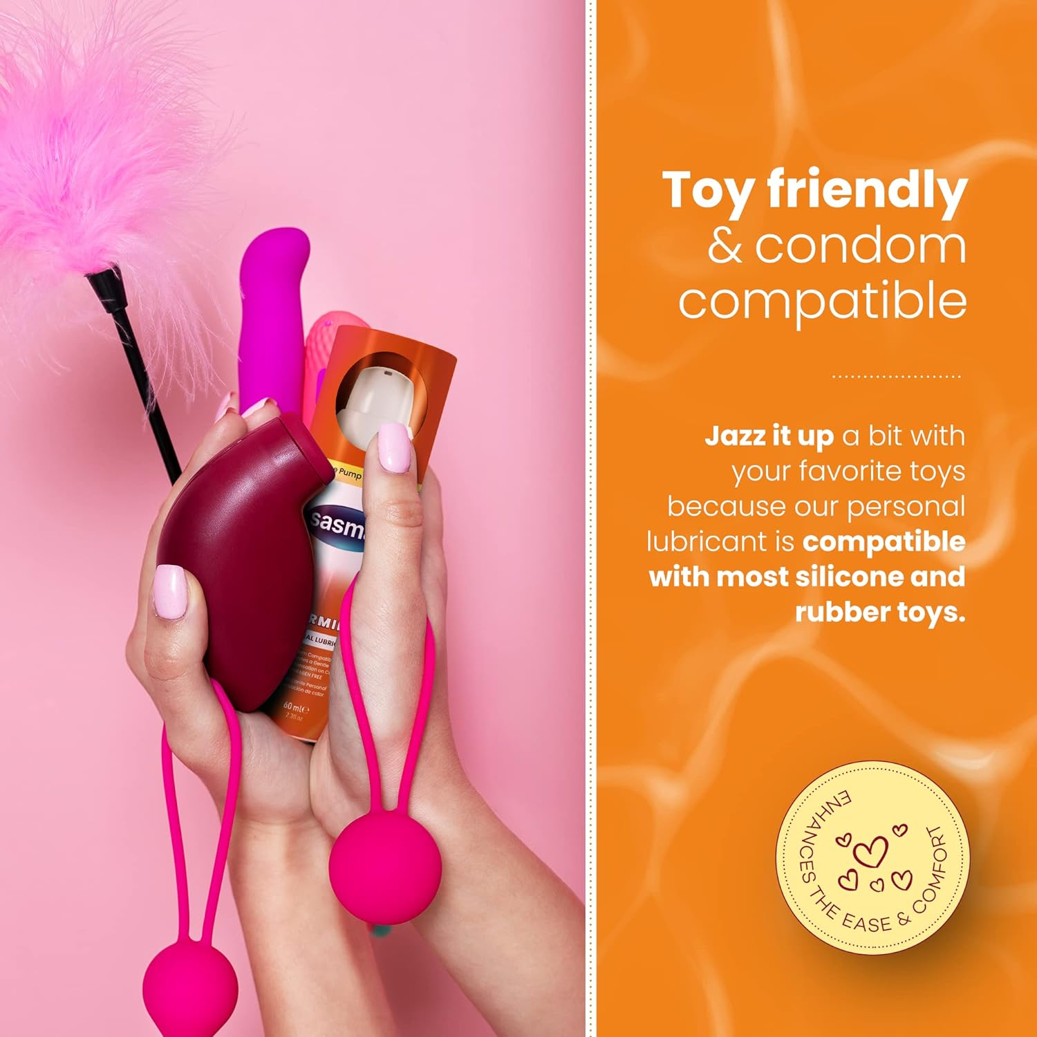 SASMAR Warming Lubricant - Enhanced Intimacy for Men, Women, Couples - Water-Based Personal Lube for Him and Her - Long-Lasting, Toy-Friendly and Condom Safe, Paraben-Free, No Residue, 2.3 Oz