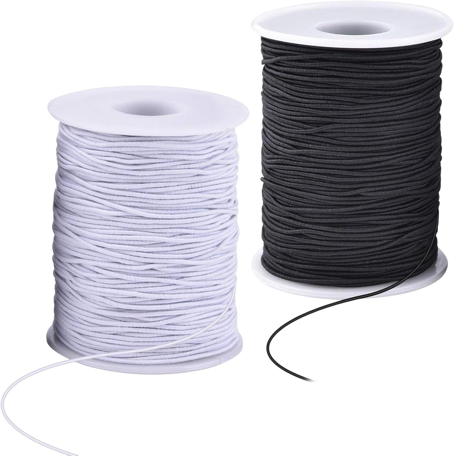 2 Roll 1 Mm Elastic String Cord Elastic Thread Beading String Cord for DIY Jewelry, Hair Ties Bracelets, Necklaces, Beading and Crafts 100 Metres/Roll(Color:White and Black) image number 3