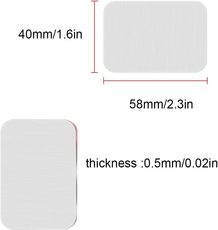 [8 Pack] Magnetic Car Mount Holder Metal Plate,Tiqus 58X40Mm Rectangle Universal Replacement Mount Metal Plate Kit with Adhesive for Magnetic Car Mount Cell Phone Holder Silver