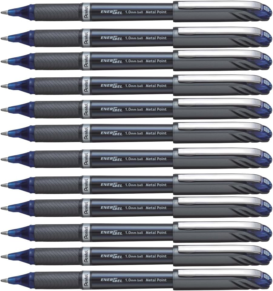 Pentel Energel Liquid Gel Pen 1.0Mm Bold Nib Capped Blue Ink, Box of 12 Pens (BL30-C)