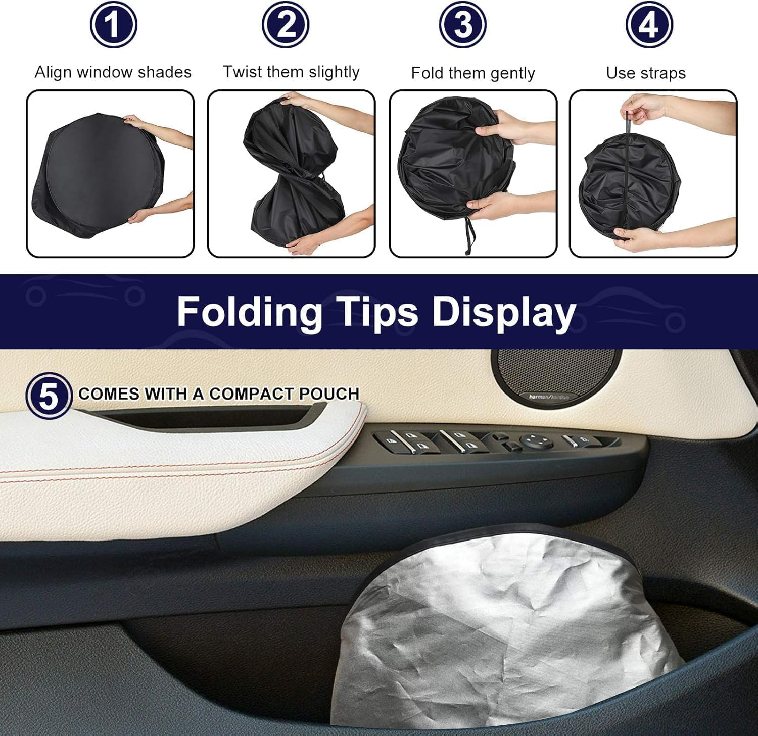 Car Windshield Sun Shade, Foldable Car Front Windshield Sunshade for UV Rays, Sun Glare, Heat Blocking, Keep Your Vehicle Cooler, Universal Auto Interior Protection for Cars, Suvs, Vans image number 4
