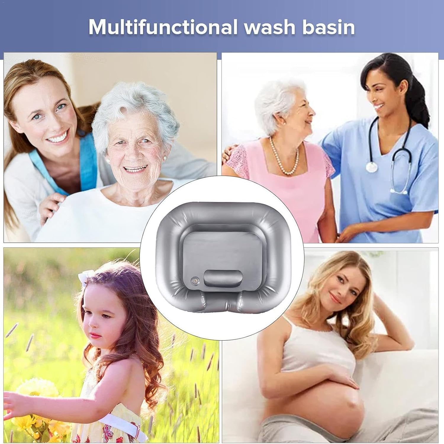 Portable Shampoo Basin, Bedside Shampoo Basins, Mess- Shampoo Basin Includes Drain Pipe, Massage Comb, Hairpins image number 5