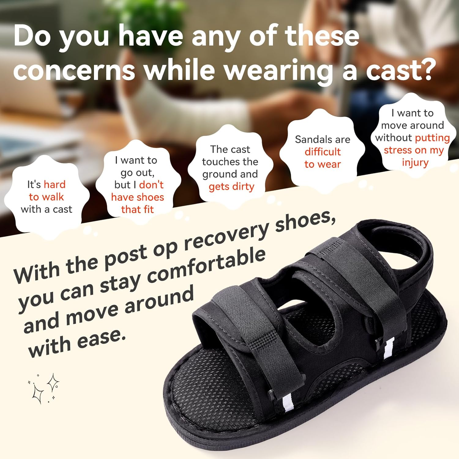 ENLUNTRA Post Op Recovery Shoe, Lightweight Medical Walking Shoe with Adjustable Strap for Post Surgery or Operation Support, Broken Foot, Injured Toes, Stress Fractures, Sprains, Bunions for Left or Right Foot, for Men or Women, 1 Pcs, L - A-M image number 6