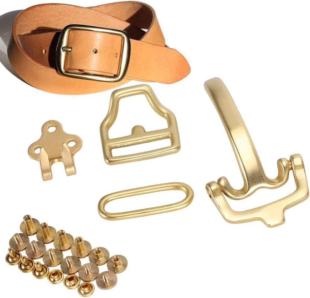 Pure Brass Belt Buckle Set, D-Shaped Polished Brass Buckle for Men and Women, Classic Cavalryman Design, Environmental Protect Wasit Belt Hardware Accessories