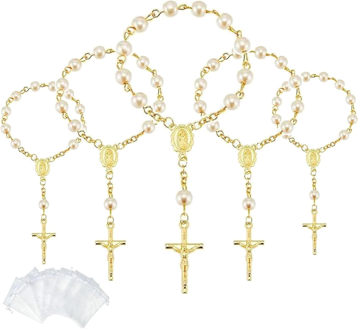 30 Pcs Finger Rosary, Acrylic Rosary Beads with Organza Bag, Ideal for Weddings Party Favors image number 3