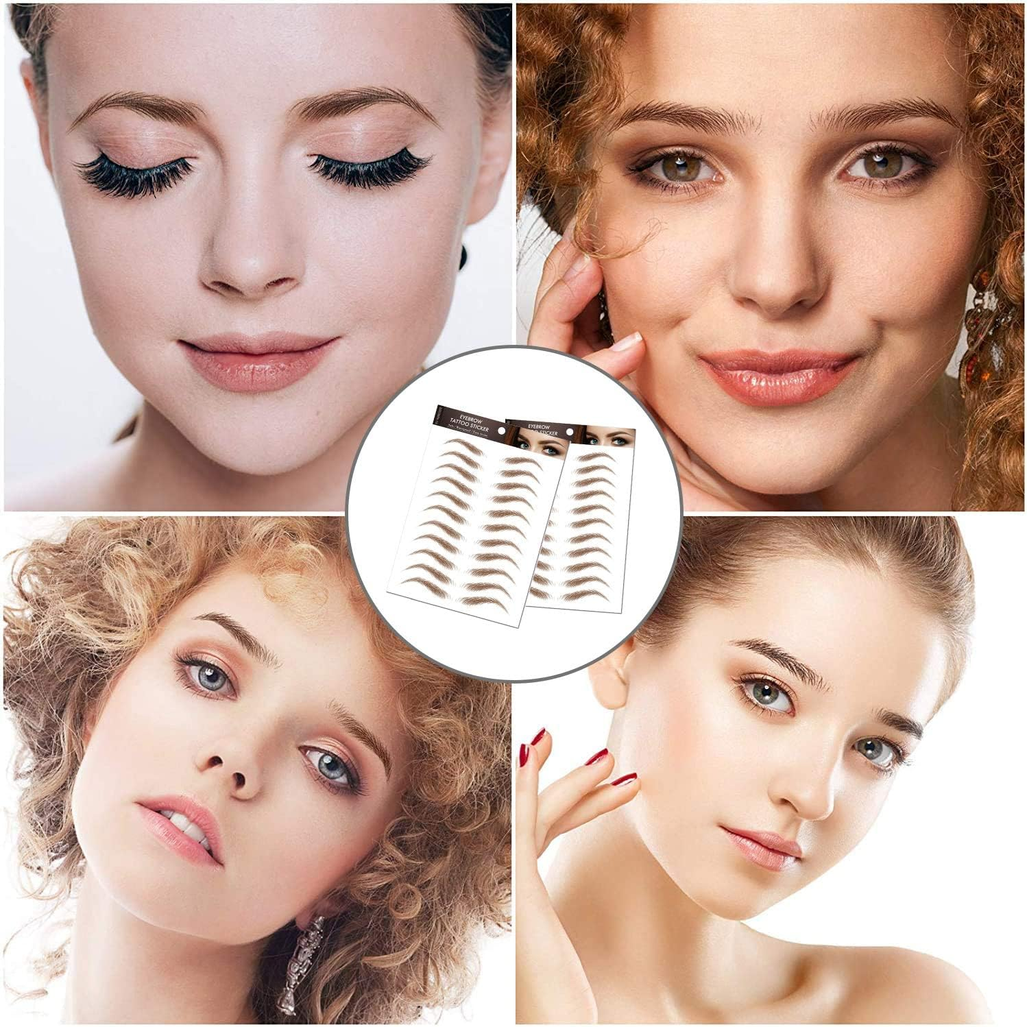 4D Hair-Like Eyebrow Tattoo Stickers - 88 Pairs Waterproof Brown Imitation Ecological Lazy Natural Makeup Tool for Women (Classic Pattern)