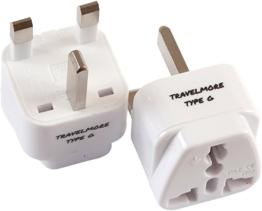 2 Pack UK Travel Adapter Type G Plug - Works Electrical Outlets in United Kingdom, Hong Kong, Ireland, Great Britain, Scotland, England, London, Dublin & More