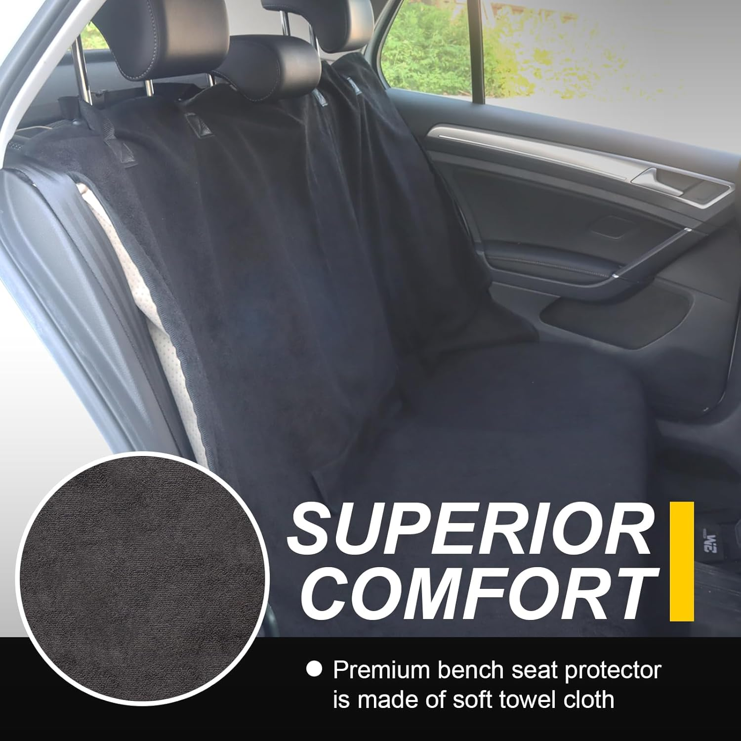 Back Seat Cover for Car Trucks Van SUV Jeep,Waterproof Rear Bench Towel Seat Covers for Kids,Automotive Backseat Protector(Black) image number 2
