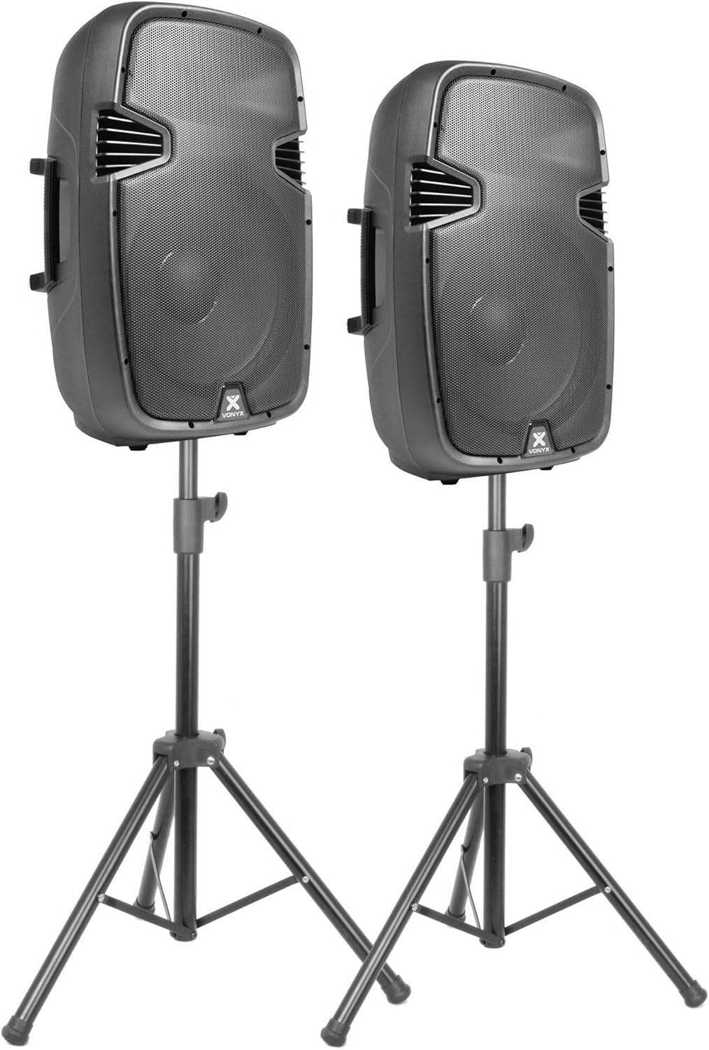 Vonyx PSS302 Portable PA System DJ Karaoke System Speaker Box System with Mixer and Stand 300 Watts MAX. Bluetooth Mp3-Compatible USB Slot SD Card Slot 2 X Tripod Carrying Bag image number 2