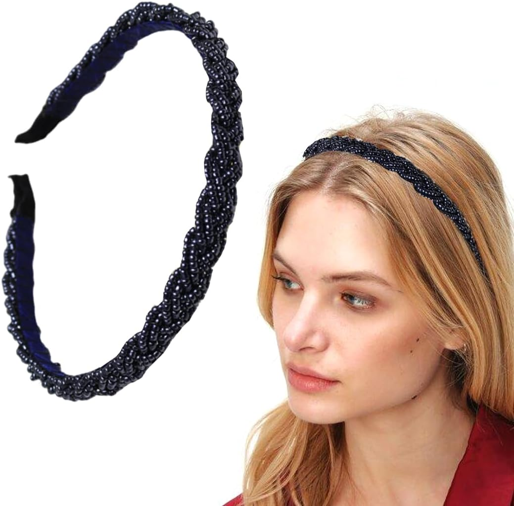 YUZNA Braided Headband Dark Blue for Women Costume Hair Accessories Elegant for Dirndl Oktoberfest Accessories image number 1