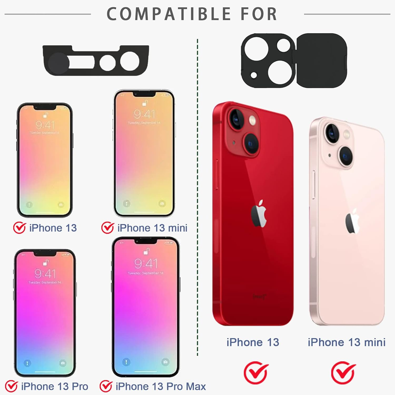 Privacy Cover Compatible for Iphone13 /Iphone 13 Mini with Iphone 13 Front Camera Cover,Protect Privacy and Security but Not Affect Facial Recognitionty but Not Affect Facial Recognition（2Pack） image number 2