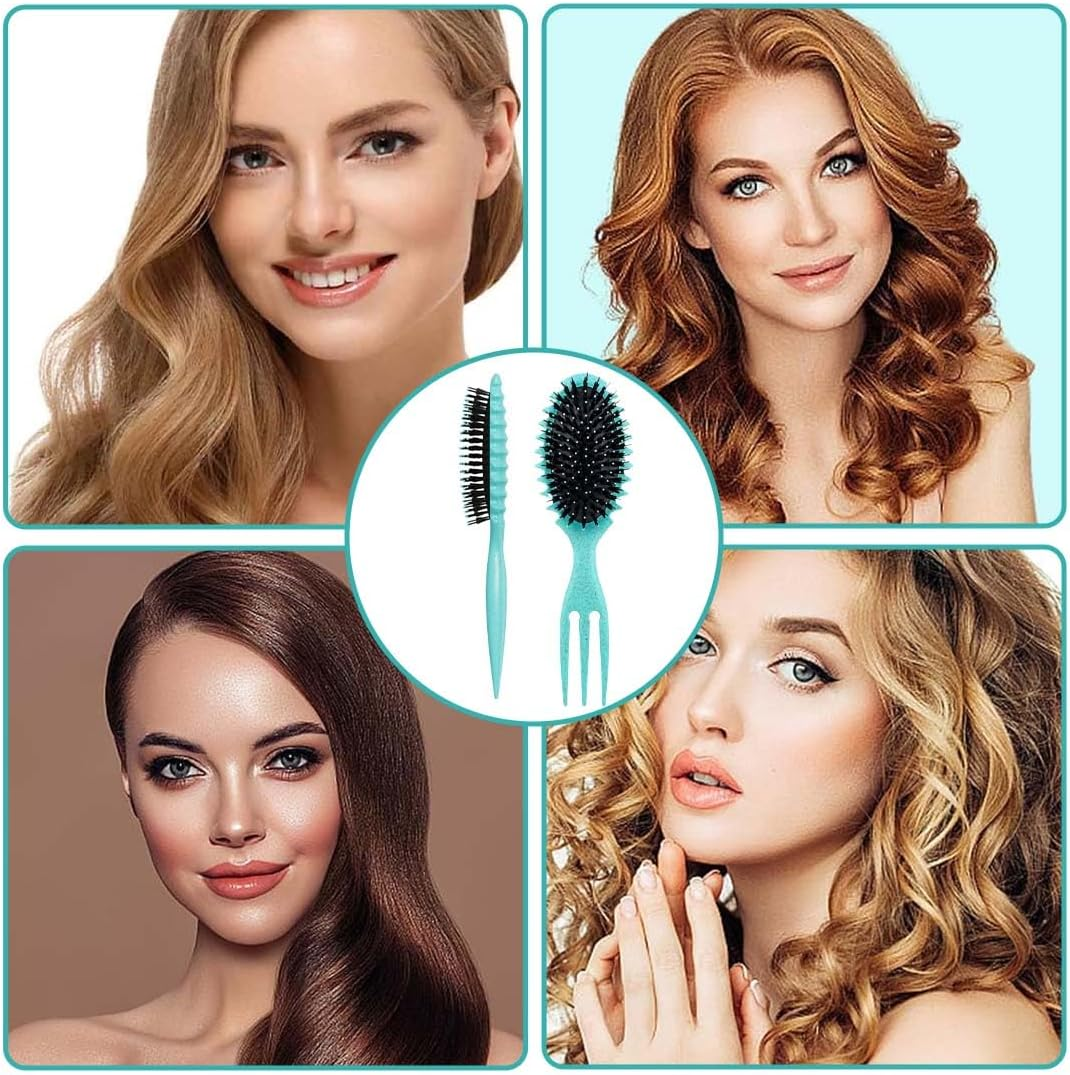 GXGM 1 X Brush Curl, Curl Hair Brush, Curl Define Styling Brush, Curling Brush, Define Styling Brush, Bouncy Curl Brush for Detangling, Shaping and Defining, Green, Black, A