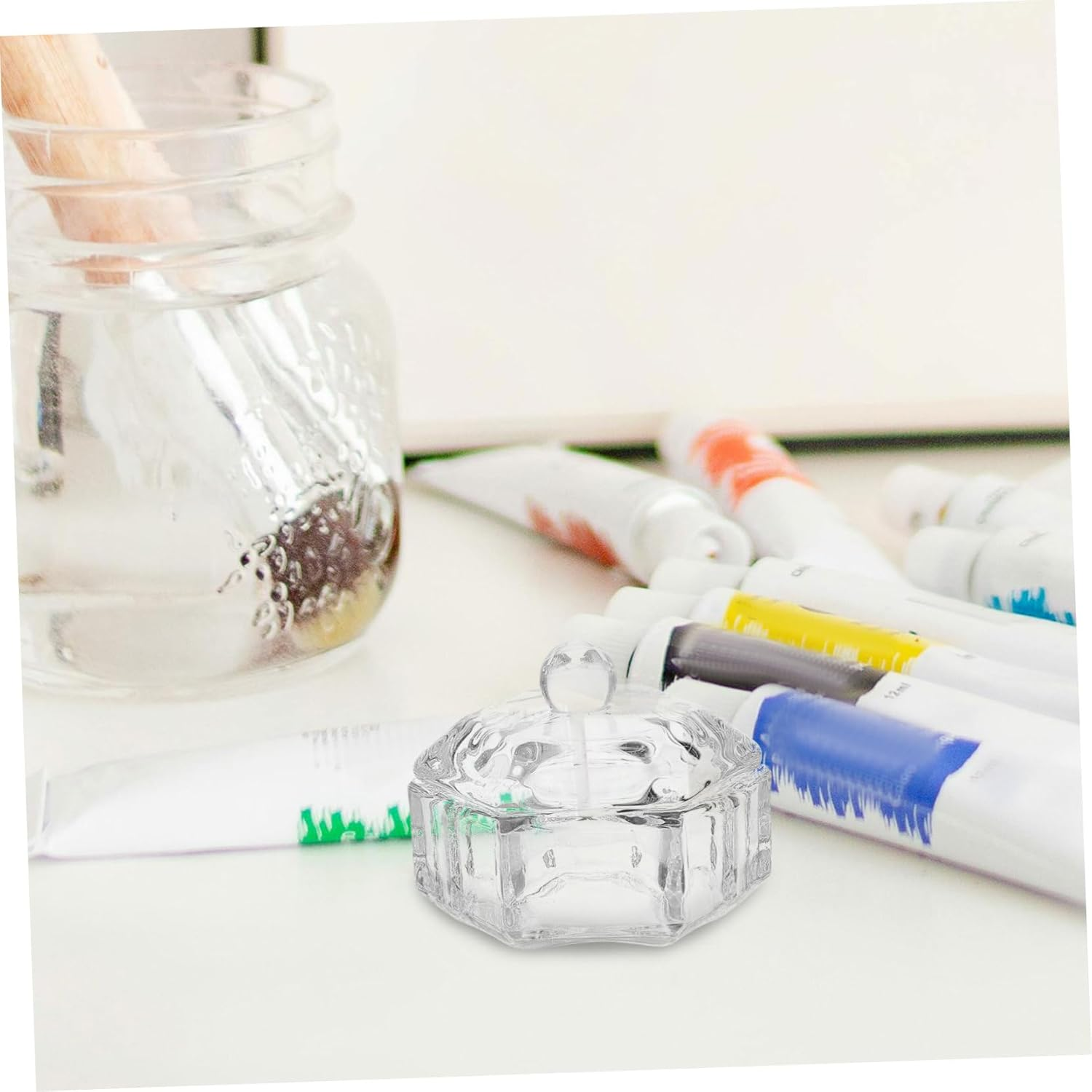 STOBOK 2Pcs Glass Pen Holder and Dip Pen Washing Cup Set with Lid, Multipurpose Glass Cleaning Holder for Calligraphy and Art Supplies, Suitable for Artists and Calligraphy Enthusiasts image number 6