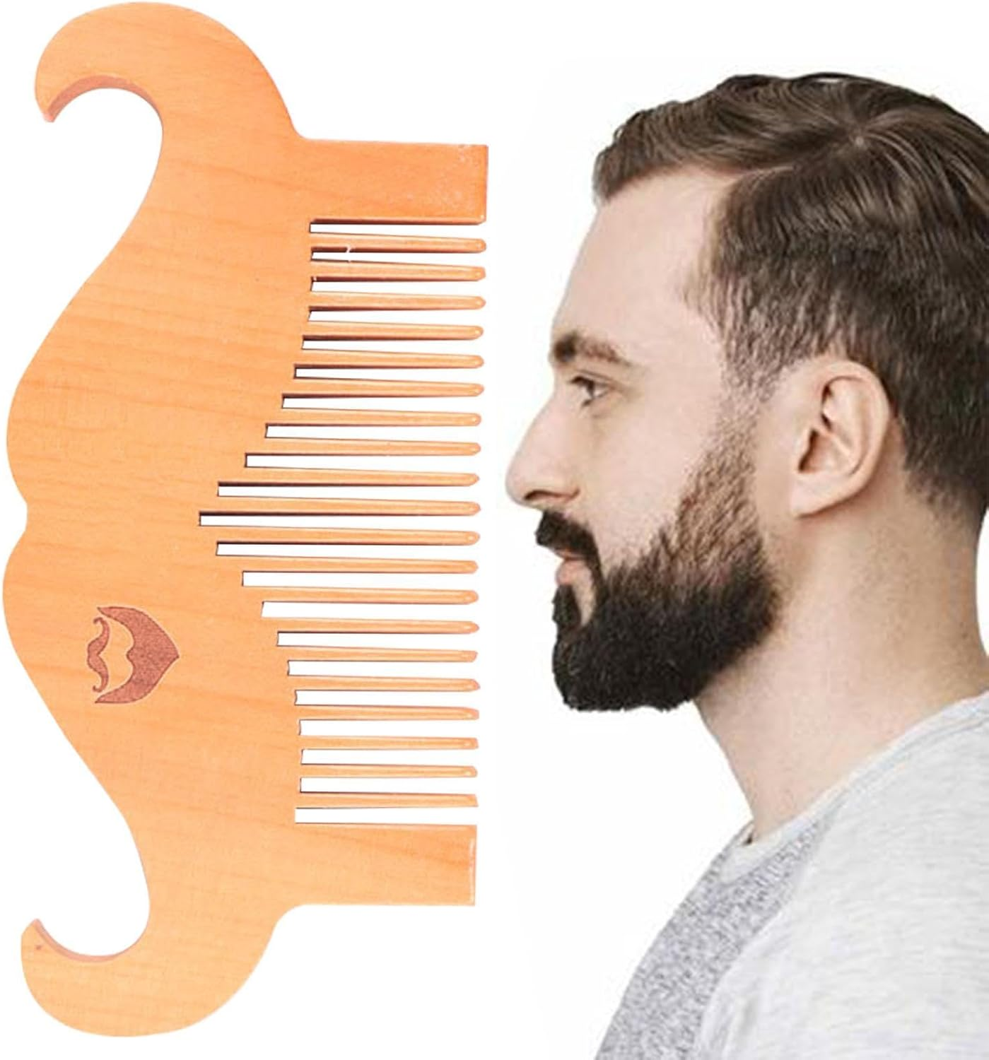 Gihioue Men'S Wooden Beard Comb, Beard Care Comb, Comfortable Touch Beard Com Com - Male Hair Styling Brush Facial Hair Cleanser for Dad