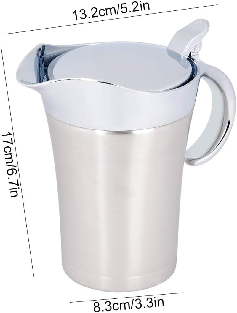 304 Stainless Steel Gravy Boat, Gravy Pourer with Hinged Lid, Thermal Insulated Double Wall Sauce Boat, Gravy Boat and Saucer, Kitchen Supplies(Large 750Ml) image number 3