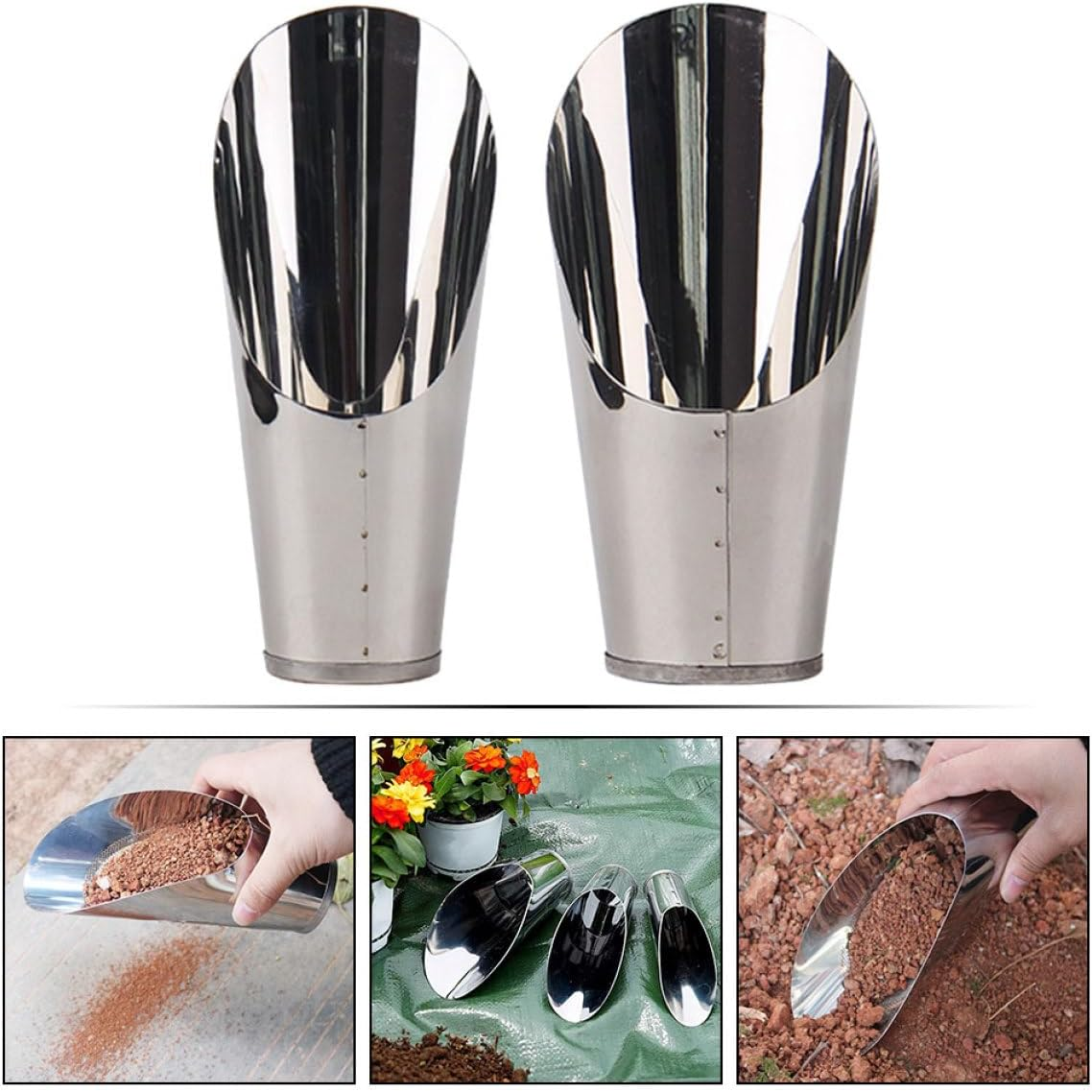 Outanaya 2Pcs Soil Aerator Tool Portable Garden Shovel Cup Small Bonsai Planting Scoop for Gardening Supplies image number 2