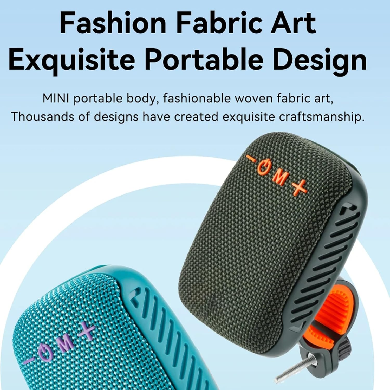 Bike Bluetooth Speaker, Dual Pairing Wireless Speaker, Portable Waterproof Shower Speaker with FM Radio Memory Card Support for Cycling Hiking (Black) - Black image number 4