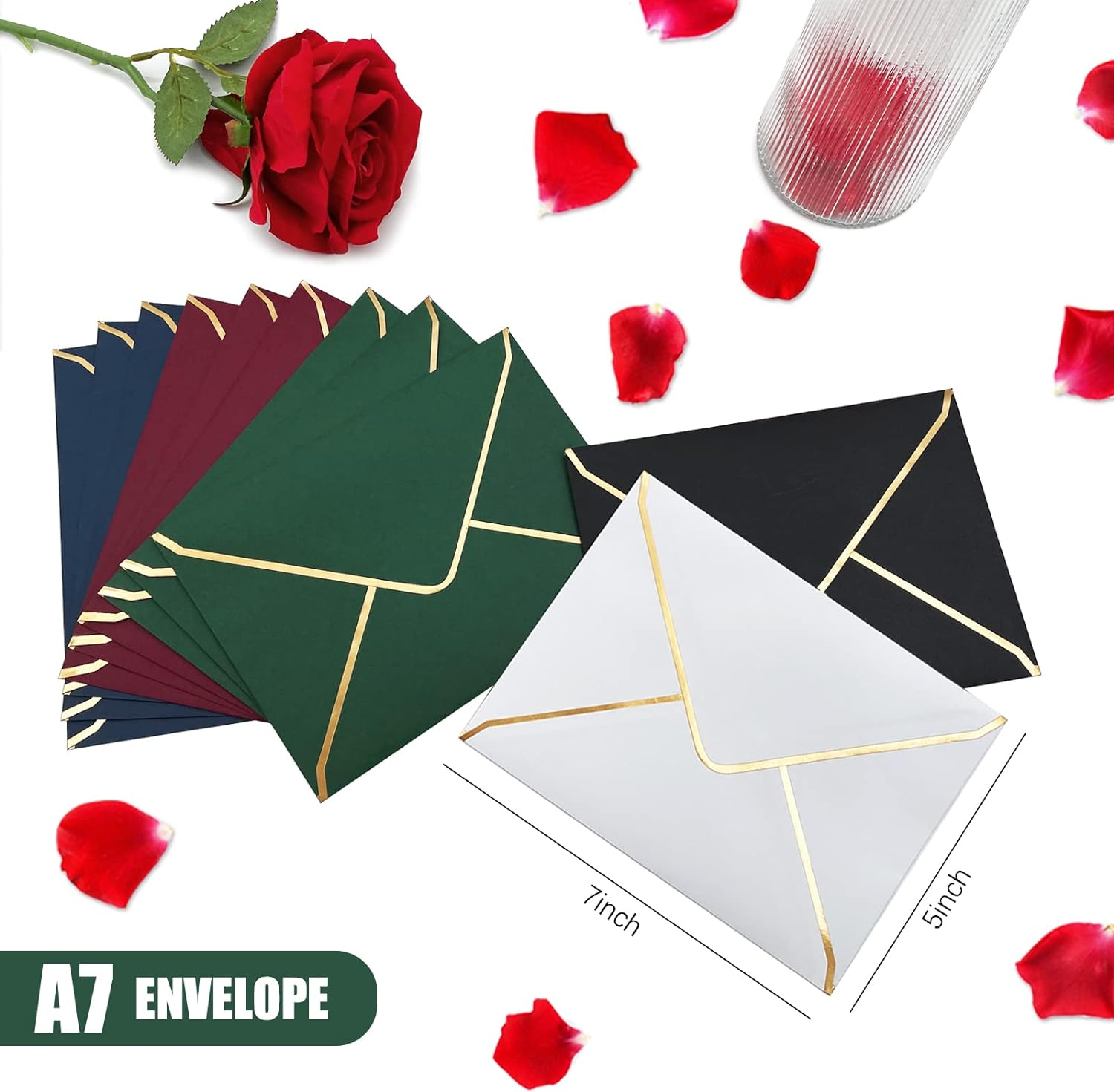 50 PCS Invitation Envelopes, 5X7 Envelopes for Invitations White Envelopes for 5X7 Cards A7 Luxury Envelopes Mailing Envelopes for Wedding, Graduation image number 3