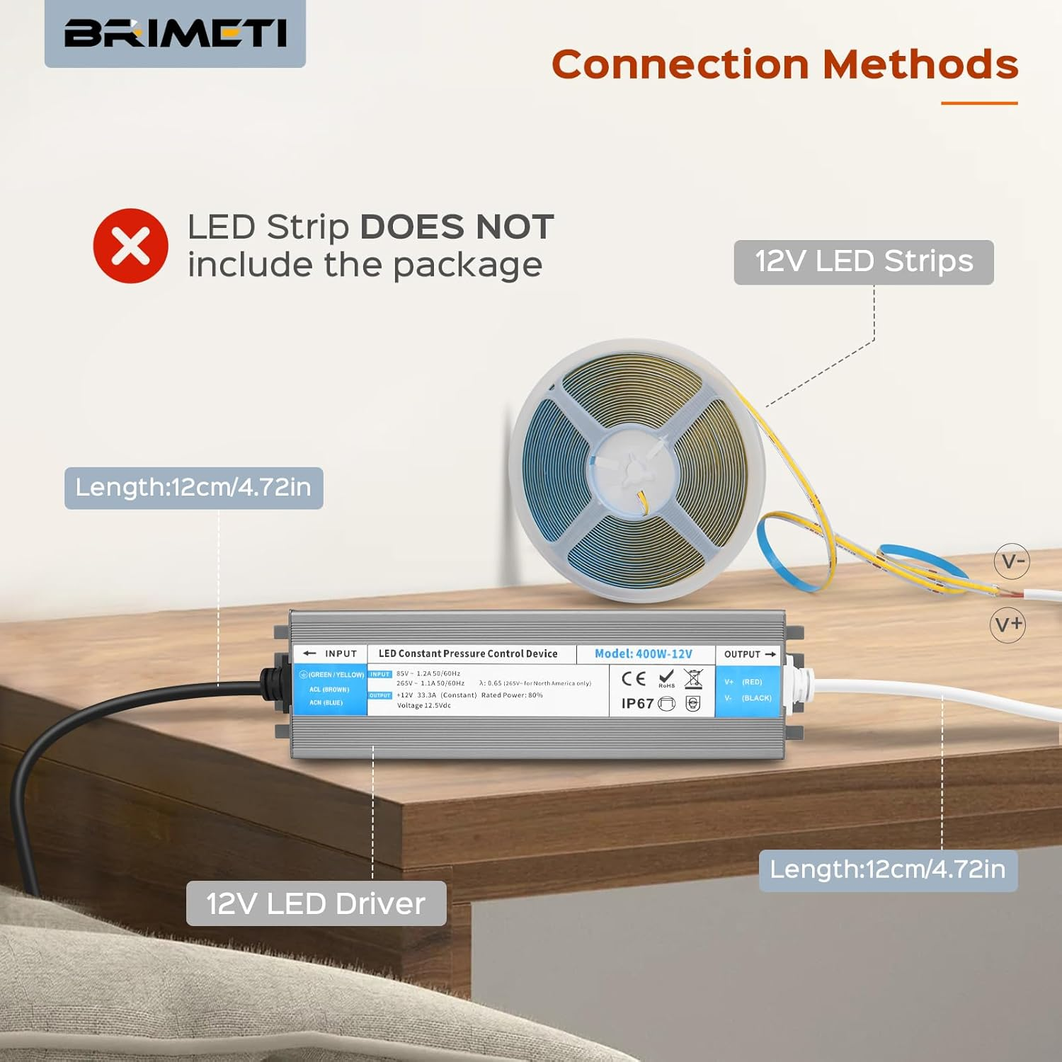 12V 60W LED Transformer 5A LED Driver Waterproof IP67 Outdoor AC 240V to 12 Volt DC LED Light Strip Constant Low Voltage LED Power Supply image number 6