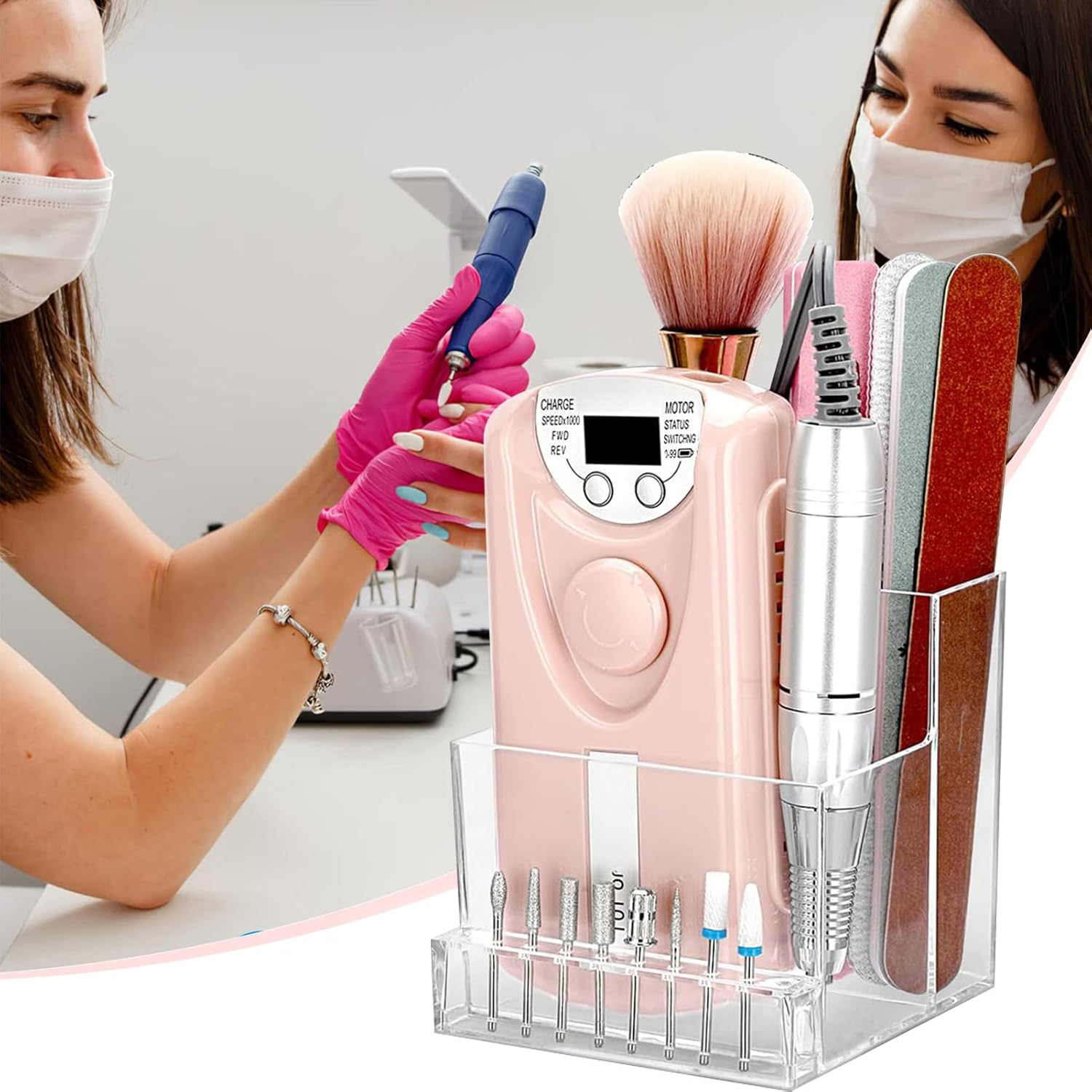 Drill Bit Holder Nail Tech, 10 Holes Nail Storage Organizer for Nail Tools, Nail Tech Must Haves, Practical, Stable, Professional Nail Drill Tool Display Holder for Women Girls image number 6