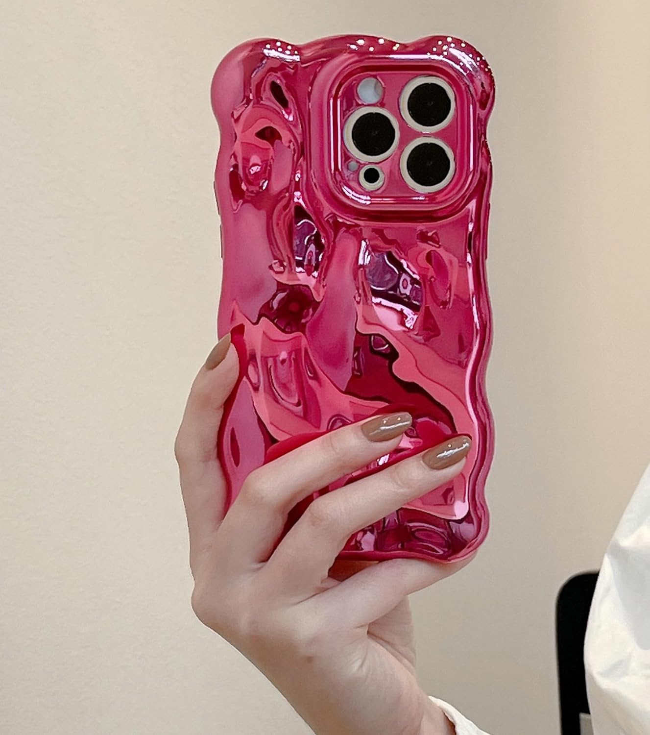 JANDM Case for Iphone 13 Pro Max,3D Wave Bubble Shape Ripple Chrome Pattern Soft Non-Yellowing Bumper Case Glitter Shiny Camera Shockproof Women Girls Cover Case for Iphone 13 Pro Max -Silver