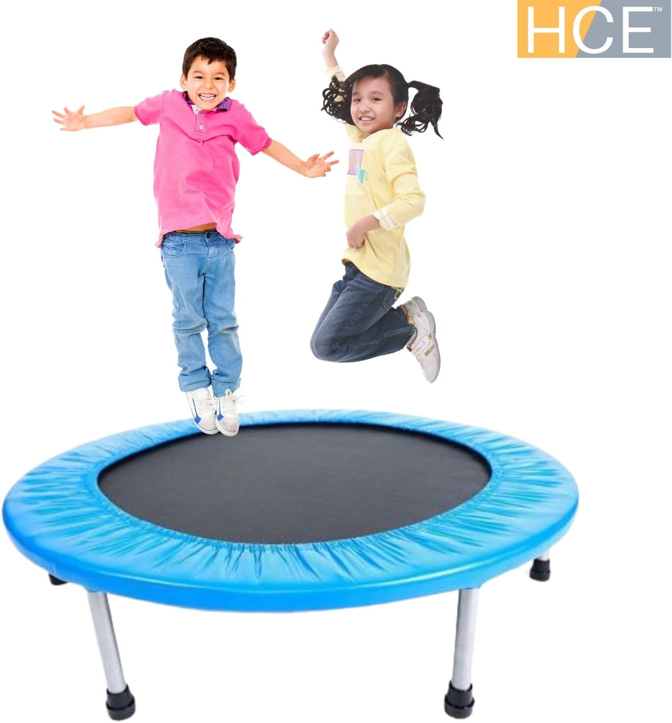 HCE Trampoline for Kids and Adults - 40-Inch, 10-Ft and 14Ft Bouncing Indoor and Outdoor Trampolines with Net Enclosure and Basketball Set image number 6
