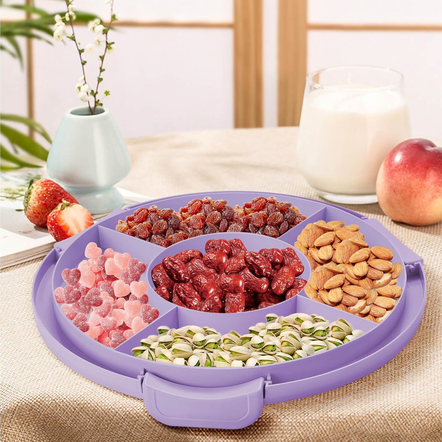 NVAZIOP 10Inch Cake Stand Carrier with Lid and Handle Storage Container Keeper Plastic Tall Transport Travel Cake Saver Holder with Cover Pie Bundt Round - Red image number 6